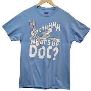 Bugs Bunny Looney Tunes Whats Up Doc Graphic T-Shirt Blue Mens Medium M *
